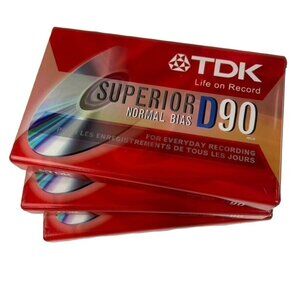 TDK D90 Audio Cassette Tapes Superior Normal Bias Blank Lot of 3 Sealed u
